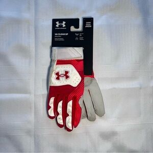 ***NWT*** Under Armour Clean Up Batting Gloves Red & Gray